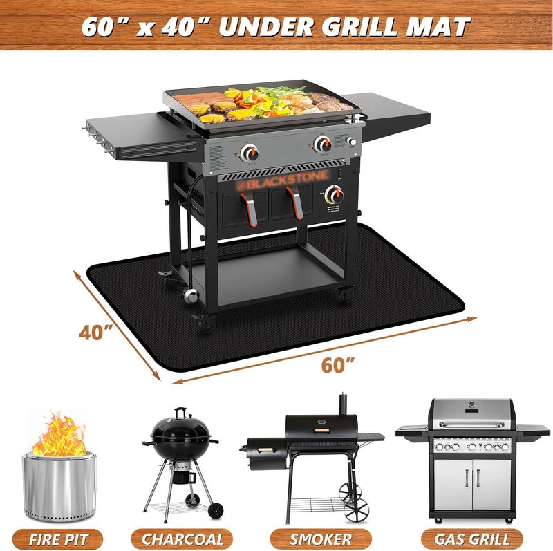 rumlick 60 x 40 inch Under Grill Mats for Outdoor Grill, Oil and Waterproof, Double-Sided Fireproof Fire Pit Fireplace Outdoor BBQ Mat for Protecting Deck and Lawn - Image 5